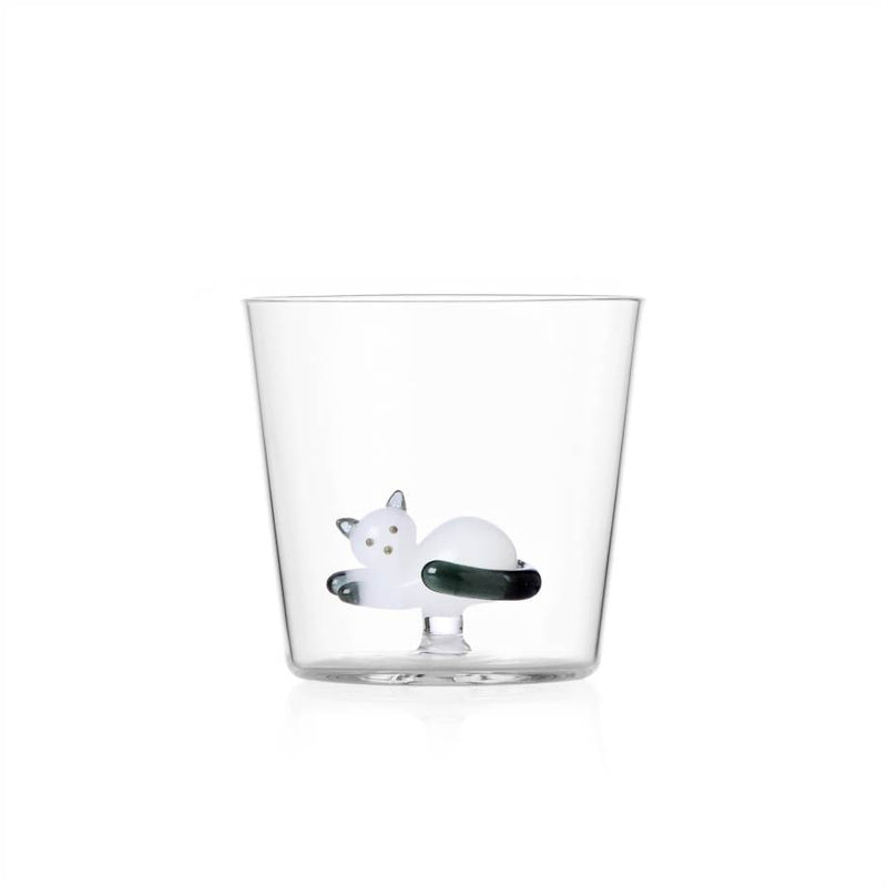 Verre à eau Tabby Cat — Lying White Cat With Smoke Tail