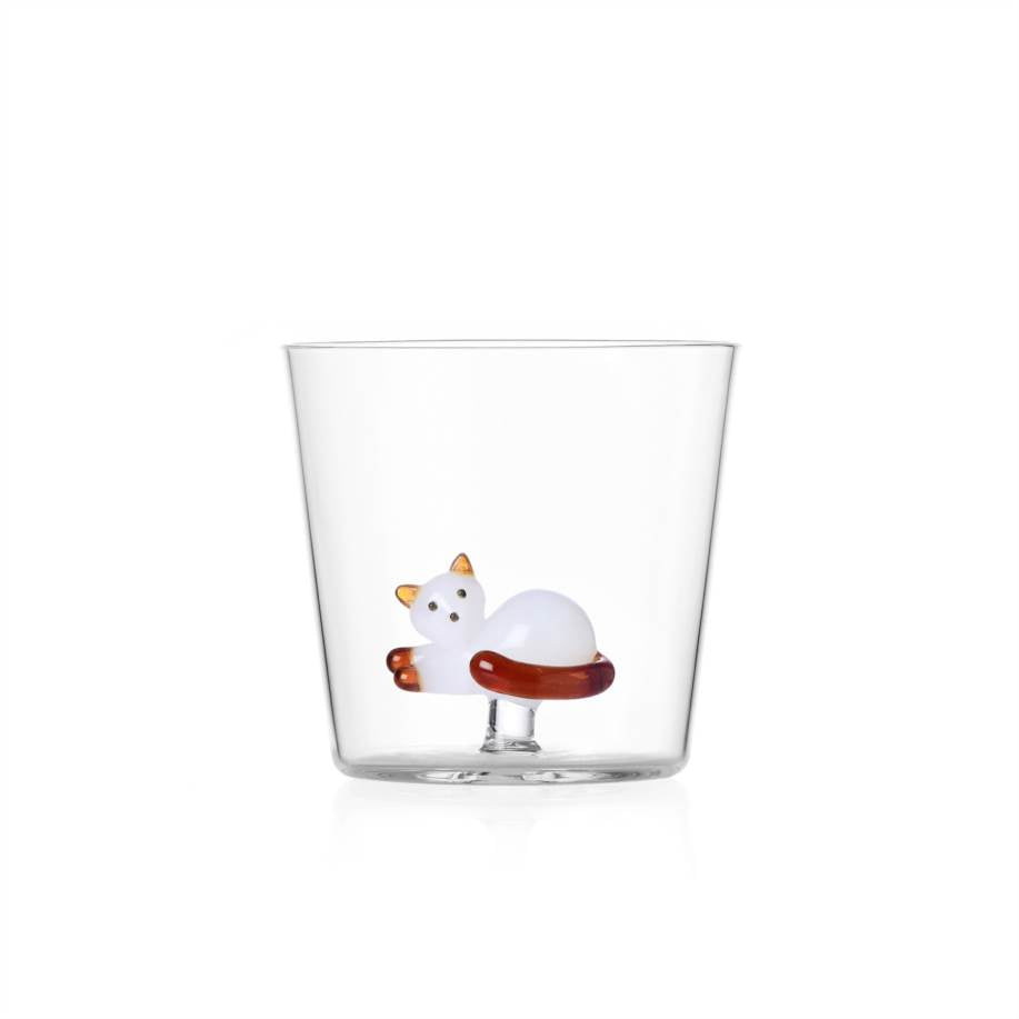 Verre à eau Tabby Cat — Lying White Cat With Amber Tail