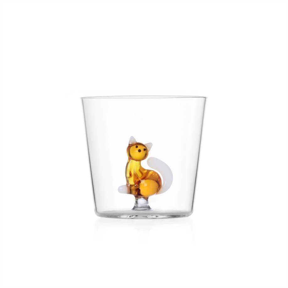 Verre à eau Tabby Cat — Amber Cat With White Tail