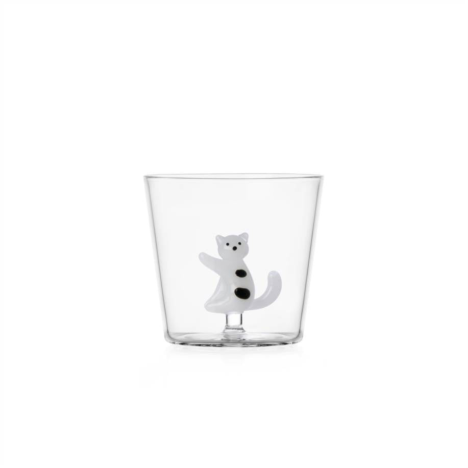 Verre à eau Tabby Cat — White Cat Black Spots