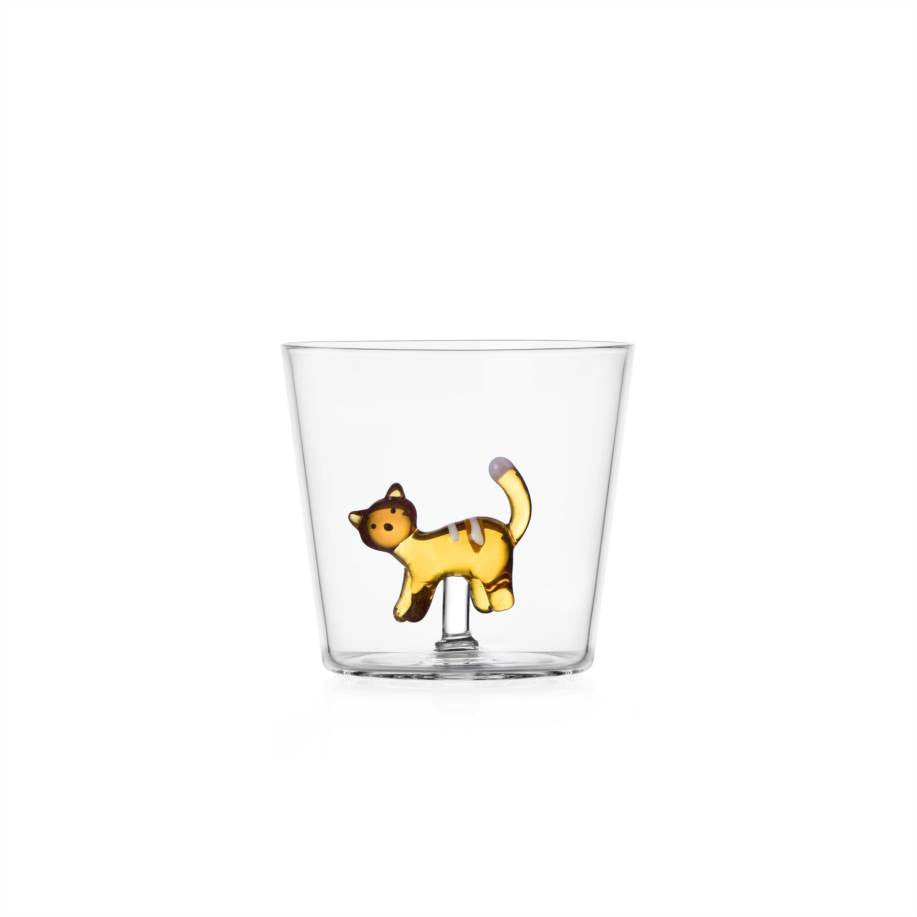 Verre à eau Tabby Cat — Amber Cat White Stripes