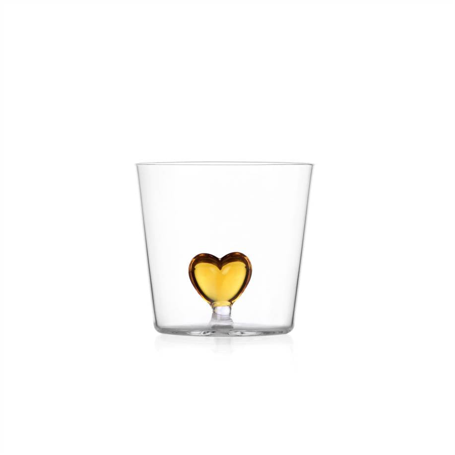 Verre à eau Cuore — Cœur Jaune