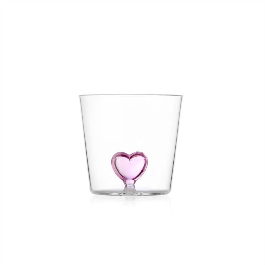 Verre à eau Cuore — Cœur Rose