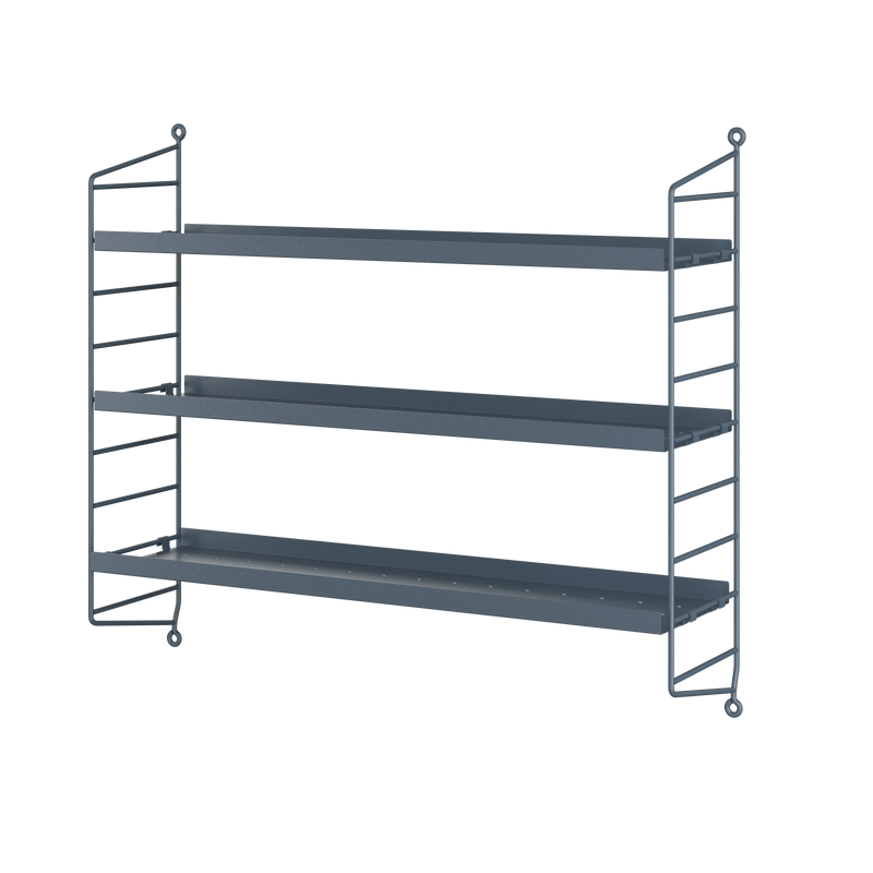 Étagère murale String Pocket Métal — Gris Sergelgrå