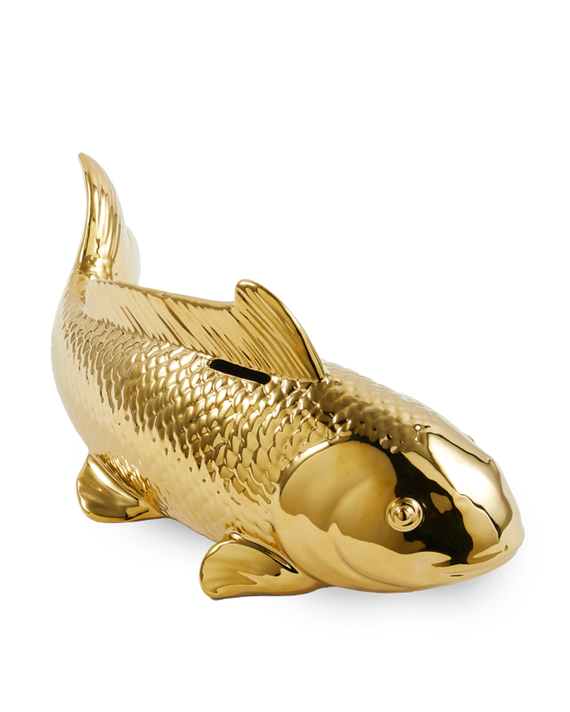 Sculpture Fish Moneybox, gold