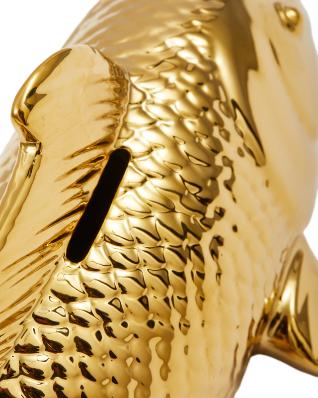Sculpture Fish Moneybox, gold