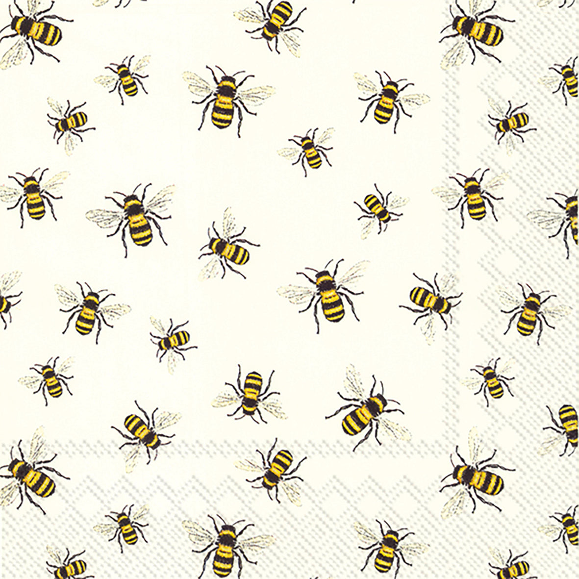 Serviette Lovely Bees — White