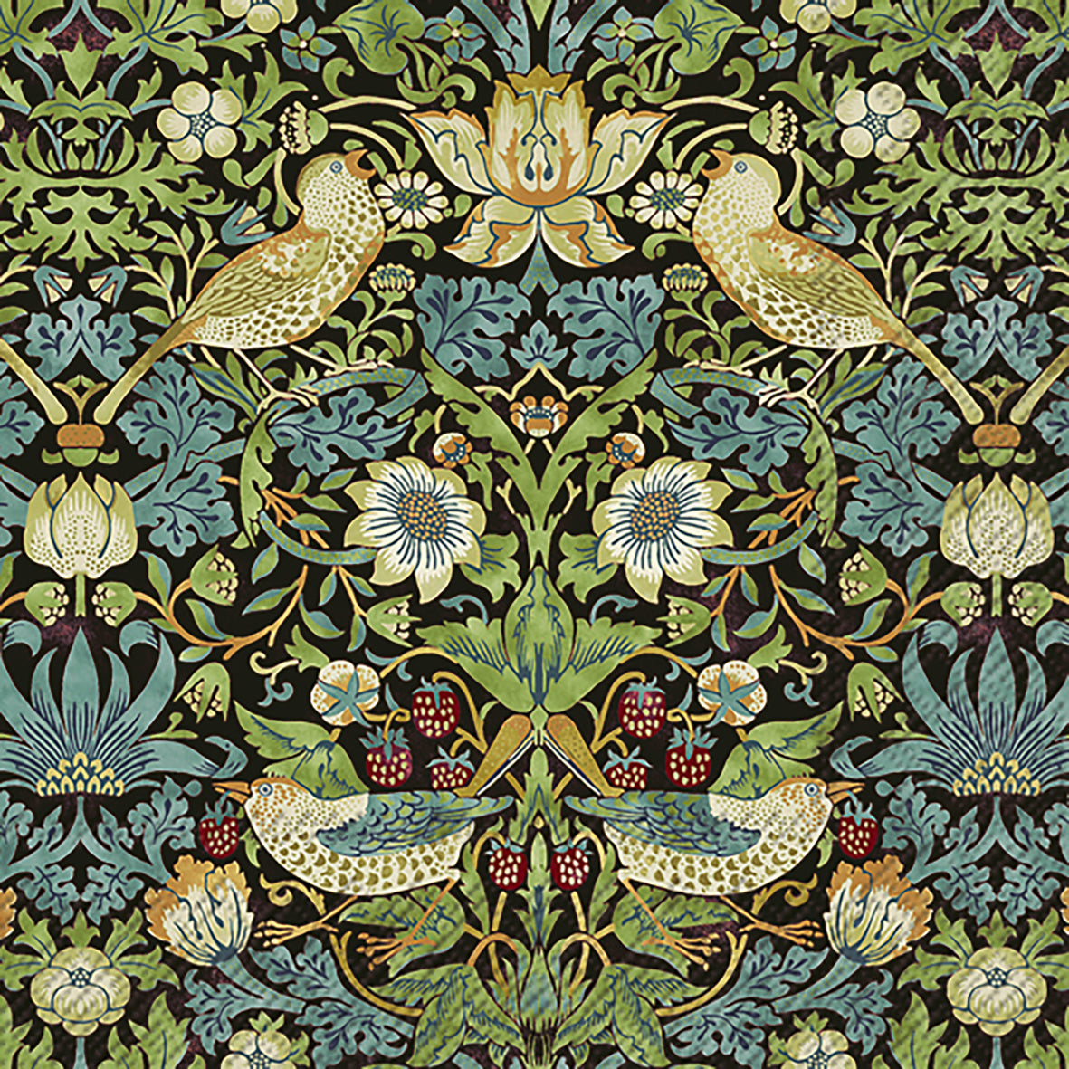 Serviette Strawberry Thief V&A — Black