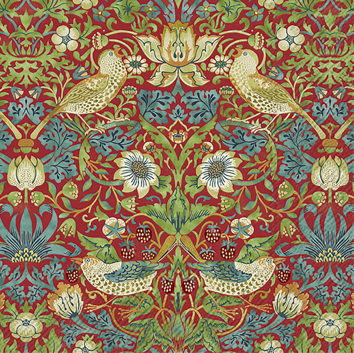 Serviette Strawberry Thief V&A — Red