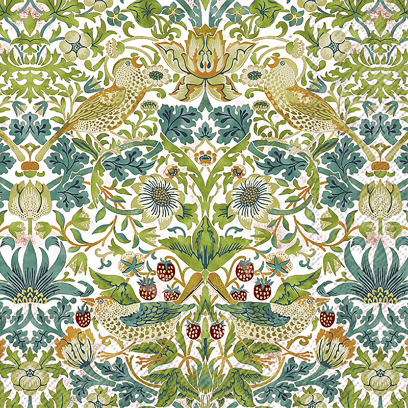 Serviette Strawberry Thief V&A — White