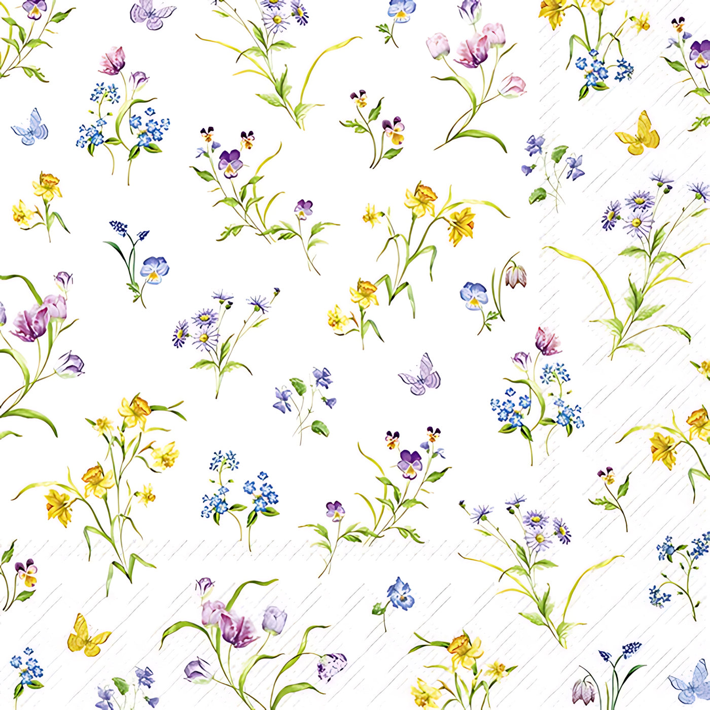 Serviette Easter Flowers — White
