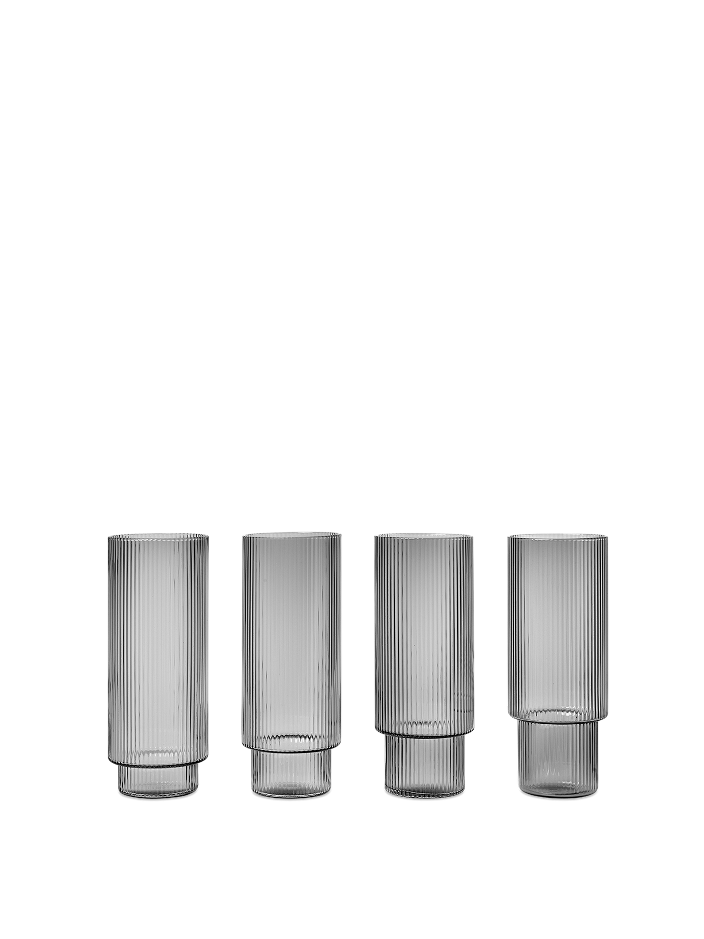 Verre à eau Ripple grand (Set de 4), Smoked grey