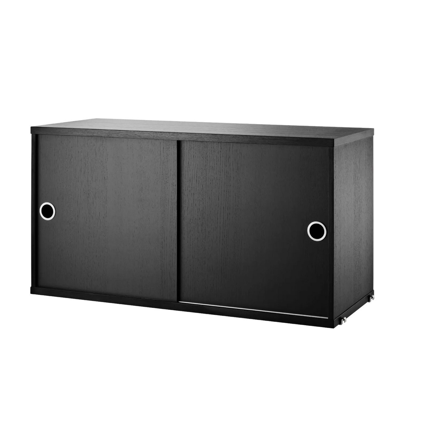 Armoire String System portes coulissantes — Frêne teinté noir · 78 × 42 × 30 cm