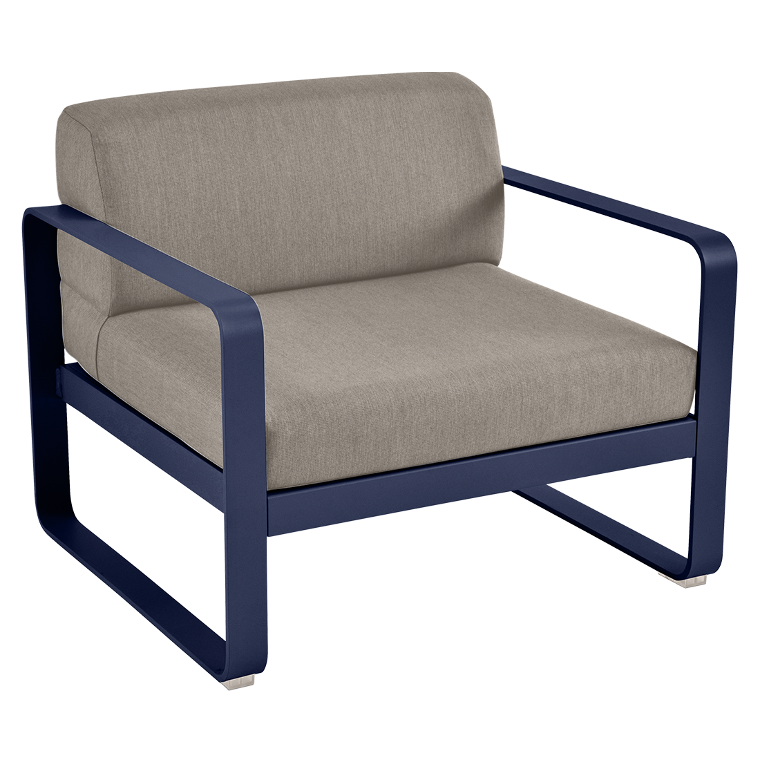 Fauteuil Bellevie — Bleu abysse · Taupe grisé