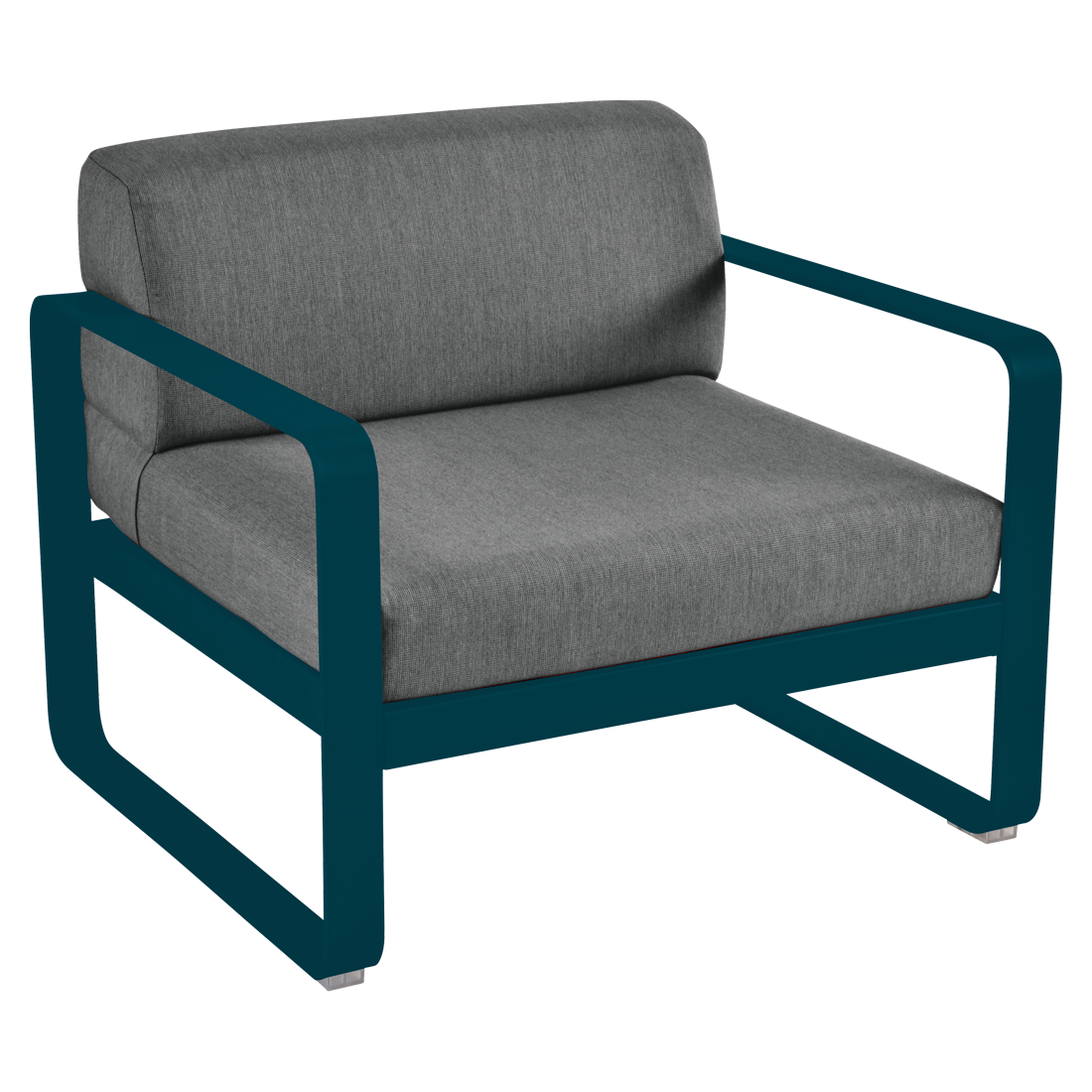 Fauteuil Bellevie — Bleu acapulco · Gris graphite