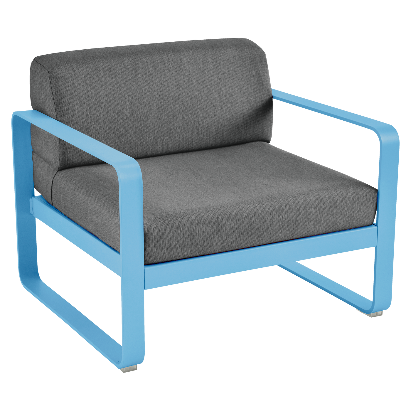 Fauteuil Bellevie — Bleu maya · Gris graphite