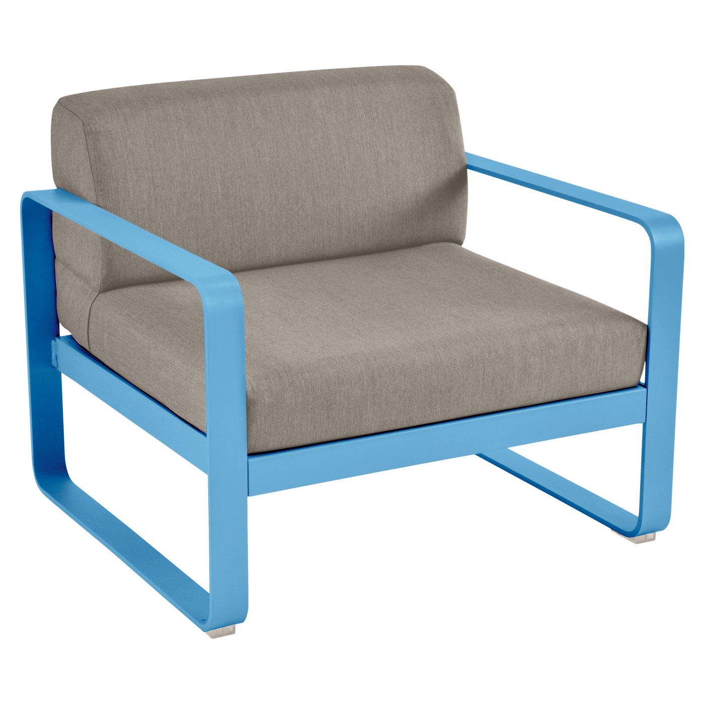 Fauteuil Bellevie — Bleu maya · Taupe grisé