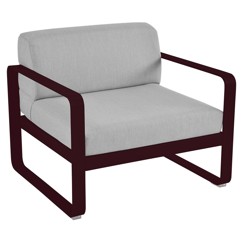 Fauteuil Bellevie — Cerise noire · Gris flanelle