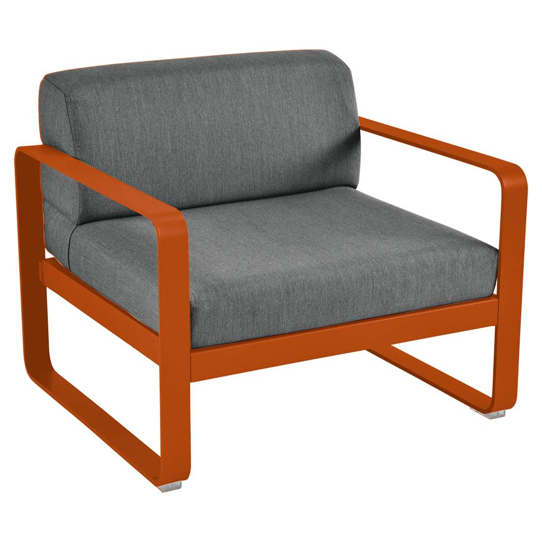 Fauteuil Bellevie — Orange confite · Gris graphite