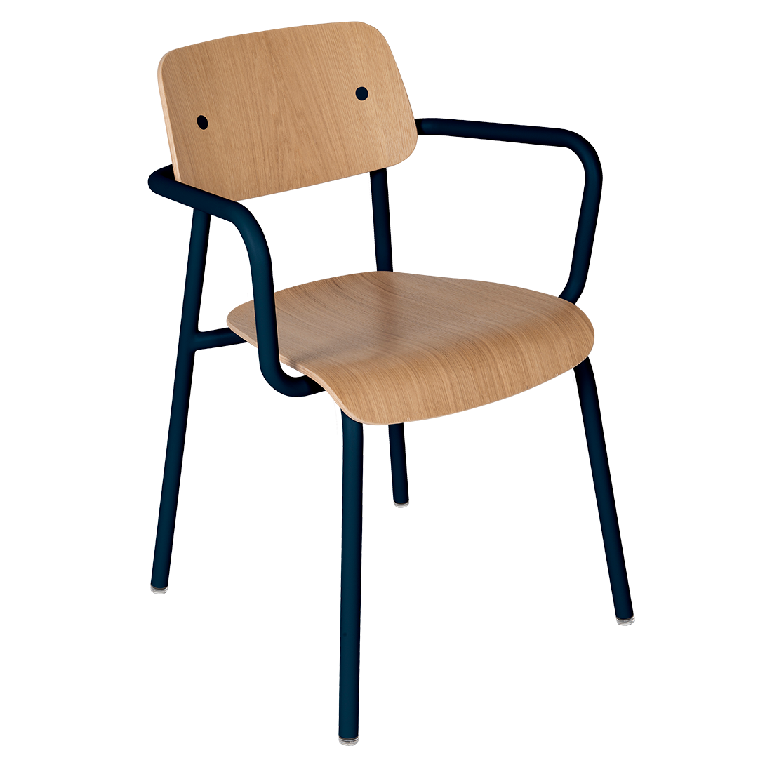 Fauteuil Studie Chêne — Bleu abysse