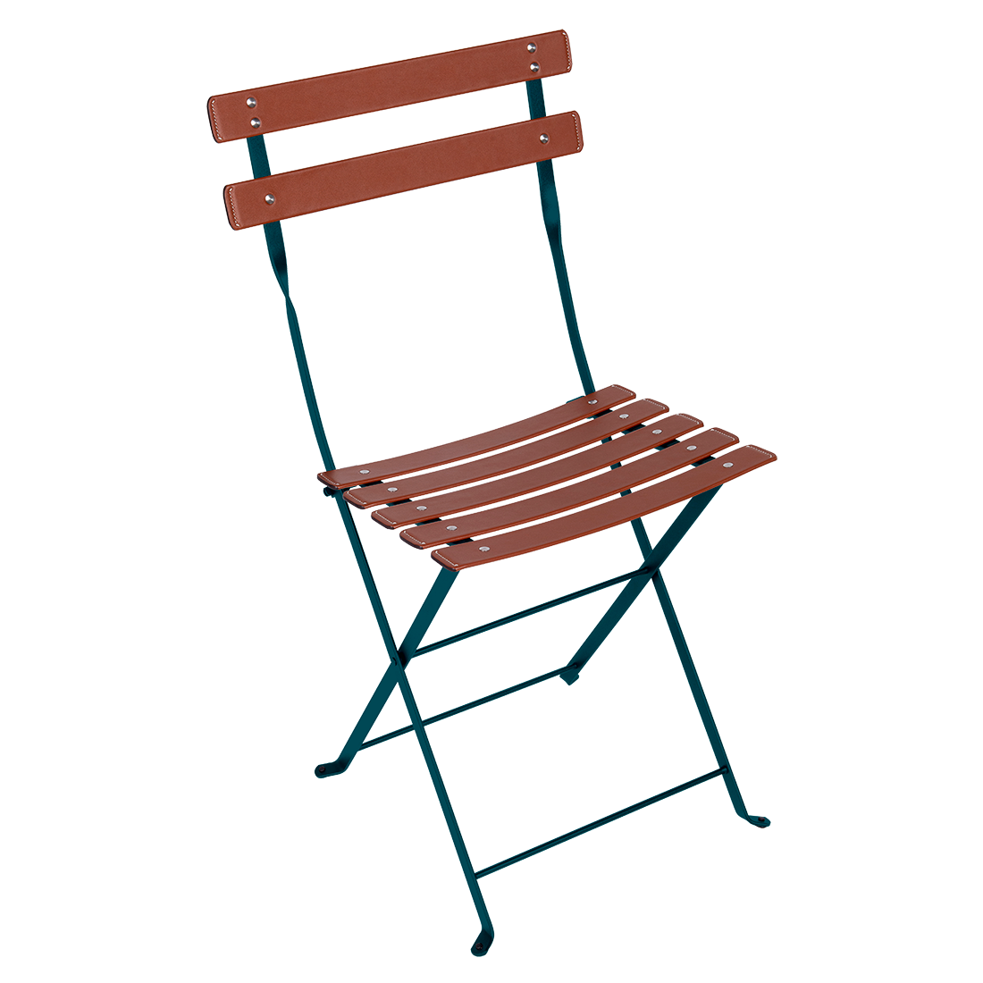 Chaise Bistro Cuir — Bleu acapulco