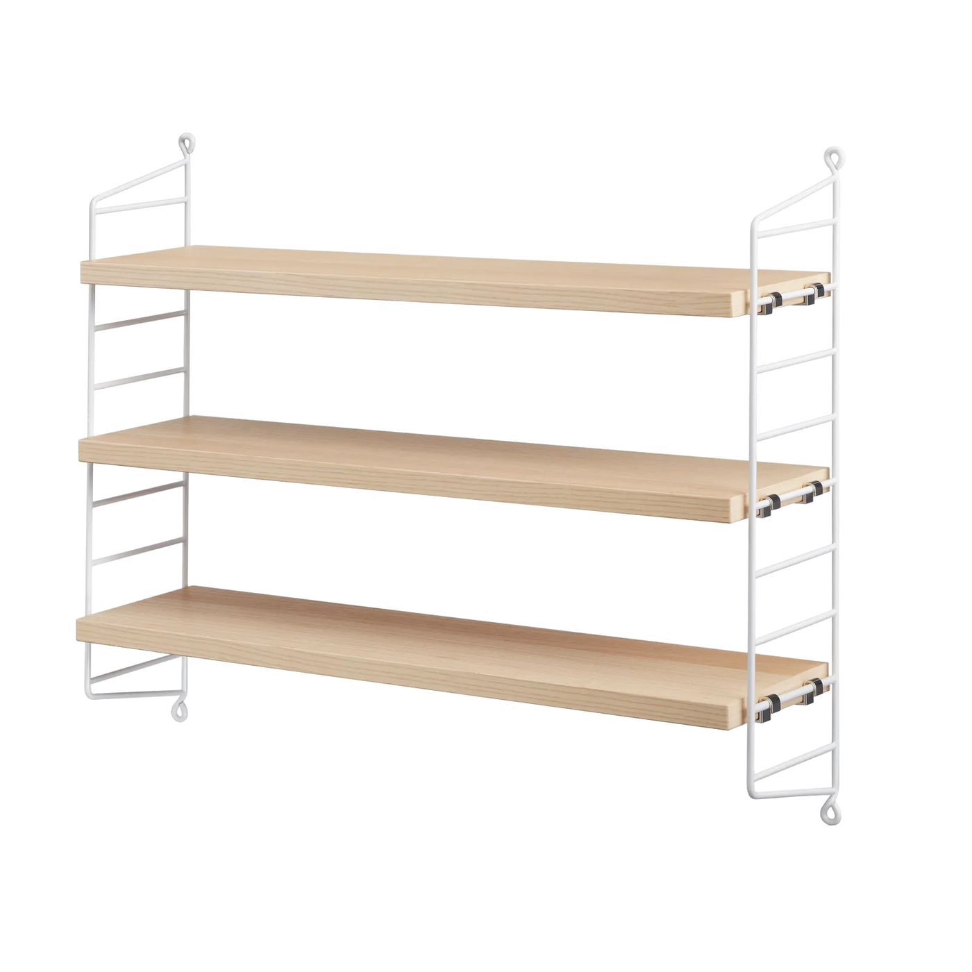 Étagère murale String Pocket — Frêne / Blanc