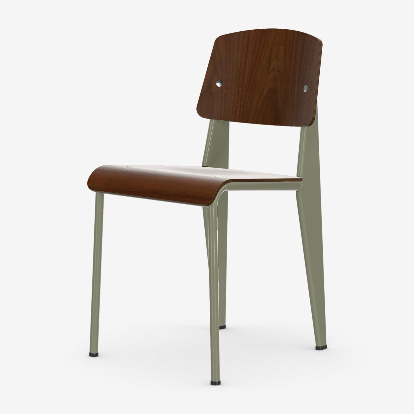 Chaise Standard — Prouvé Gris Vermeer, Noyer pigmenté noir