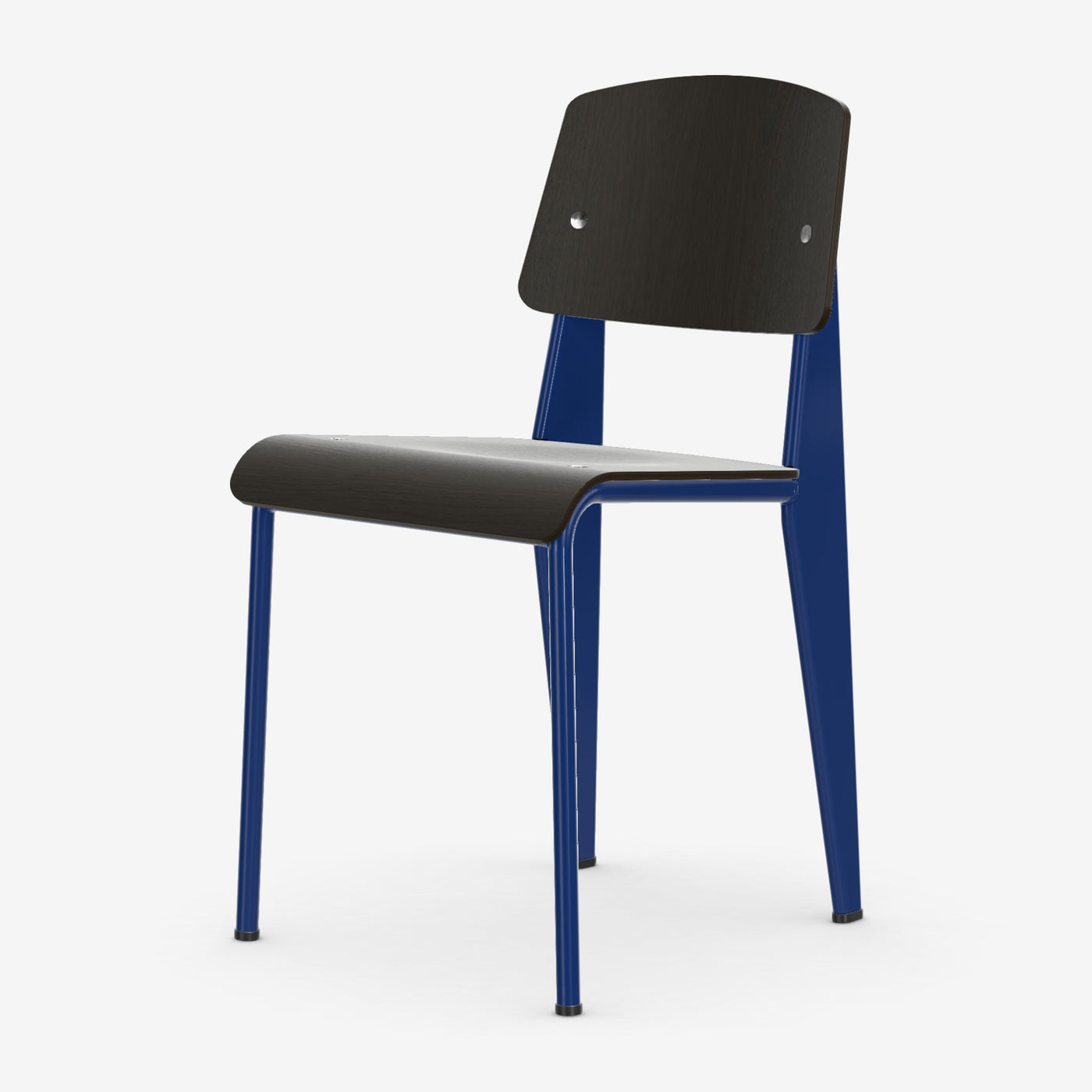 Chaise Standard — Prouvé Bleu Marcoule, Chêne foncé