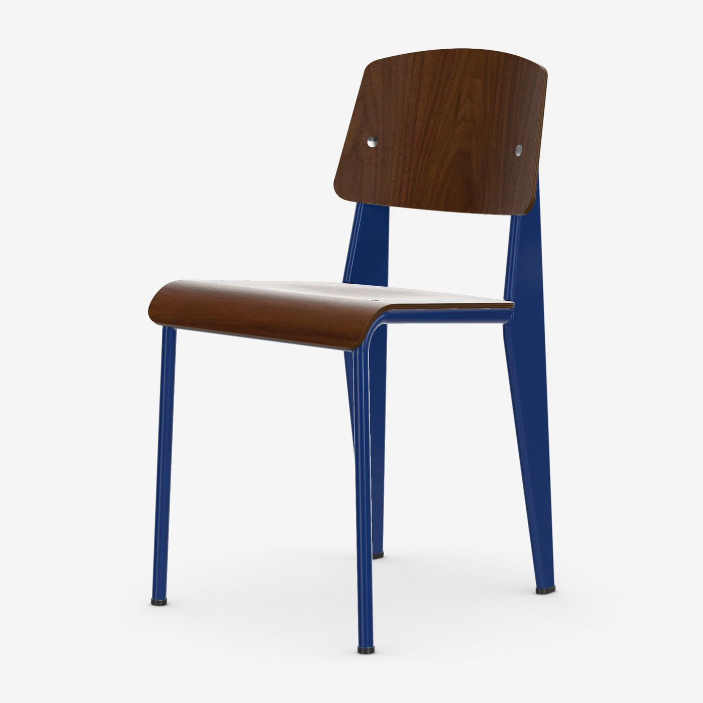 Chaise Standard — Prouvé Bleu Marcoule, Noyer pigmenté noir