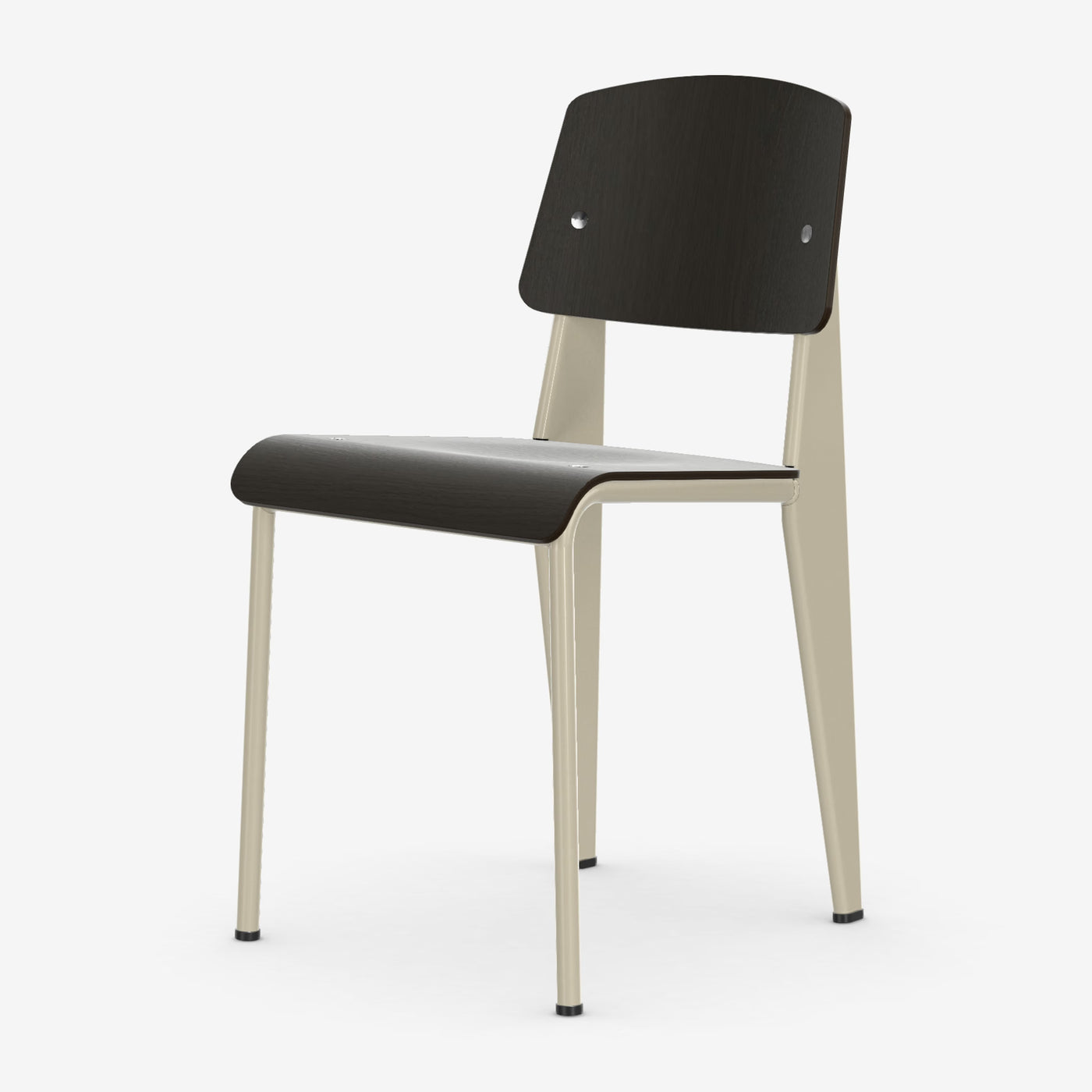 Chaise Standard — Prouvé Blanc Colombe (Ecru), Chêne foncé