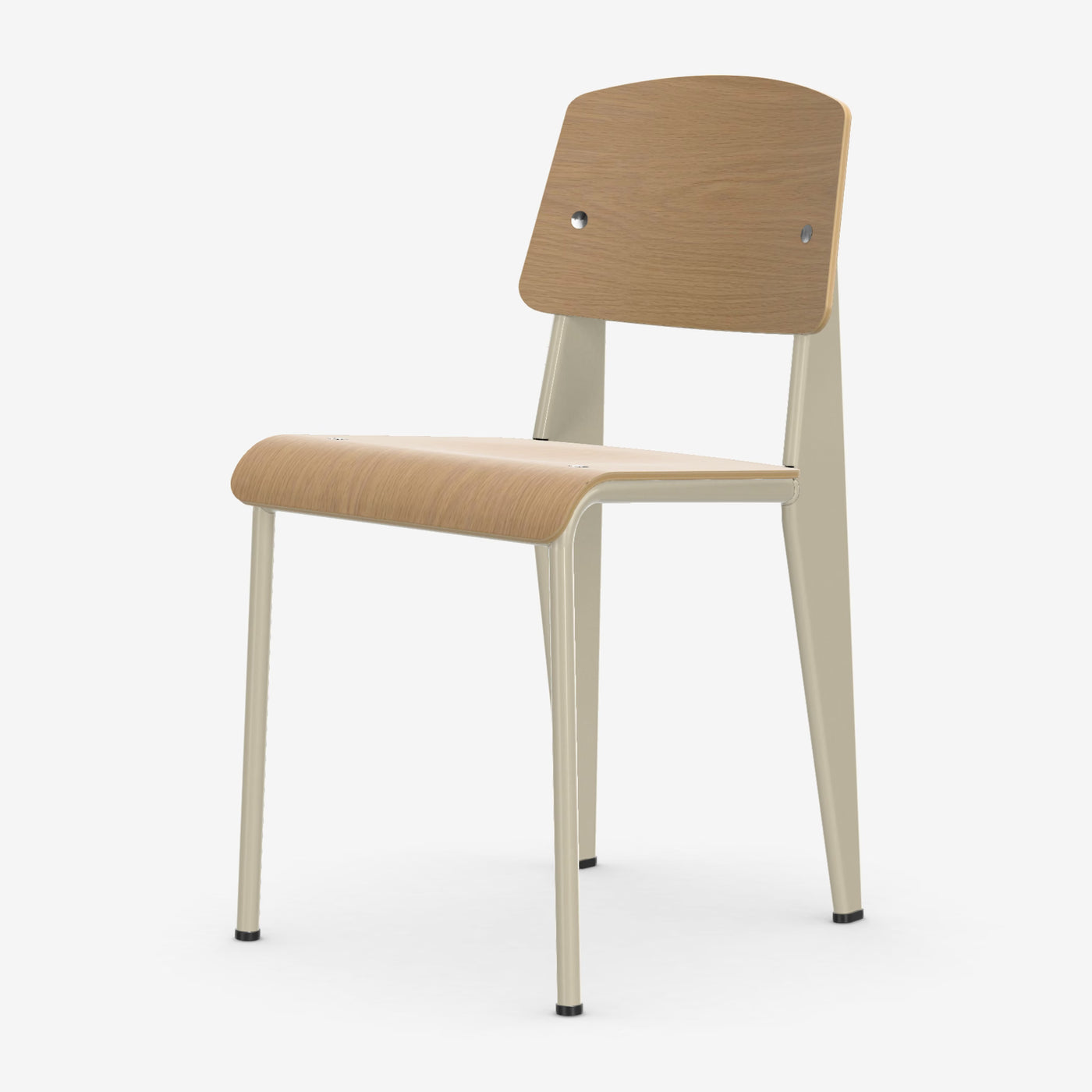 Chaise Standard — Prouvé Blanc Colombe (Ecru), Chêne naturel