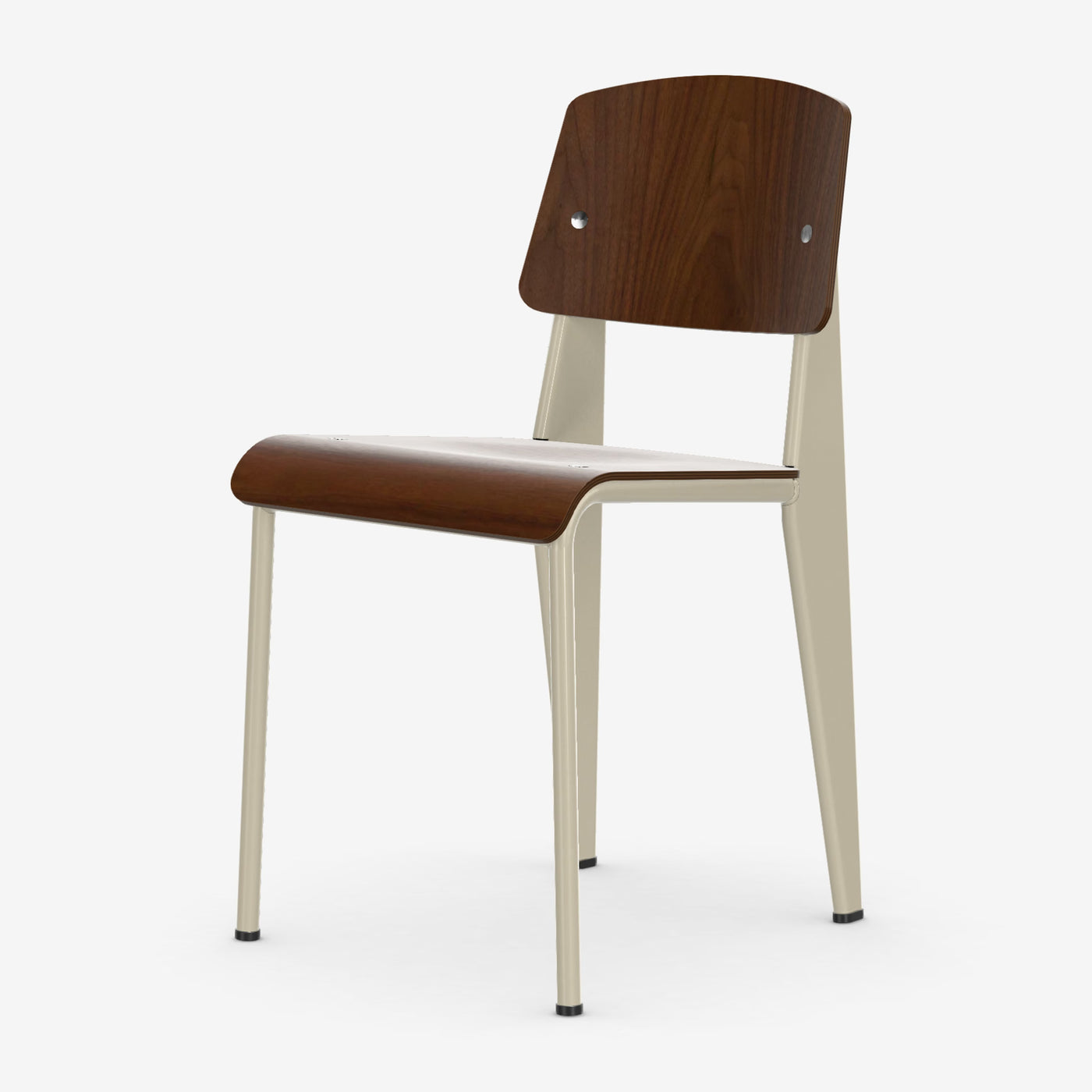 Chaise Standard — Prouvé Blanc Colombe (Ecru), Noyer pigmenté noir