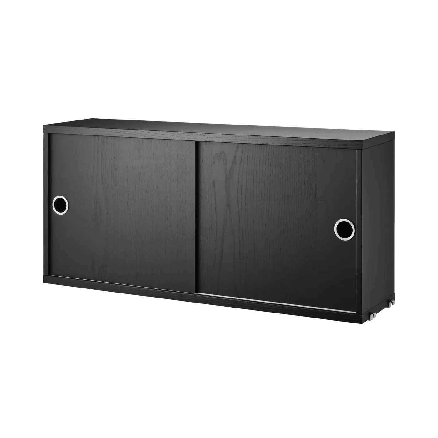 Armoire String System portes coulissantes — Frêne teinté noir · 78 × 37 × 20 cm