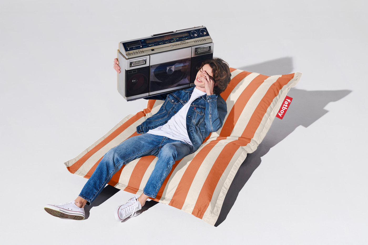 Pouf Original Outdoor, Stripe Orange Creme