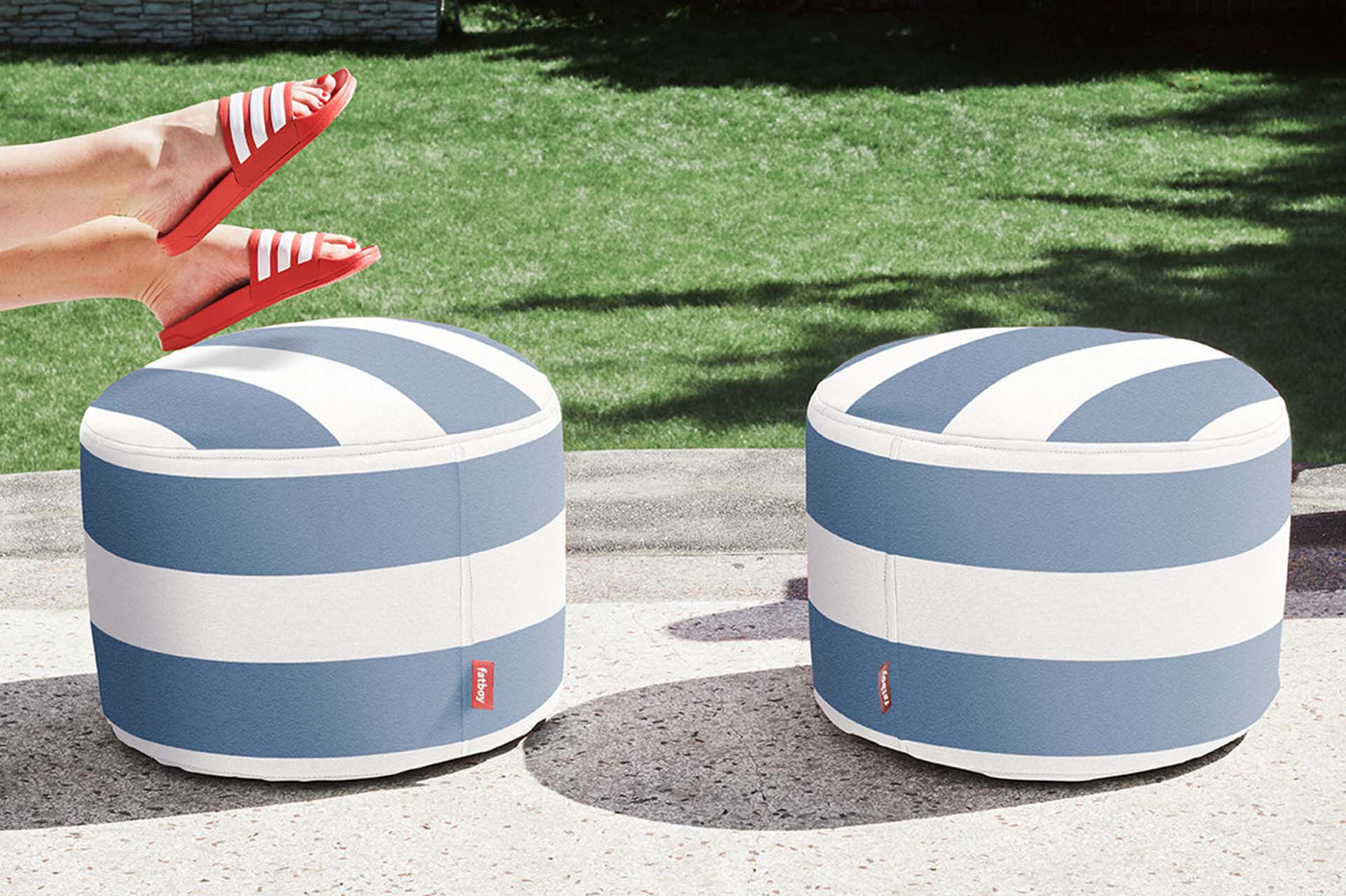 Pouf Point Outdoor, Stripe Ocean Blue