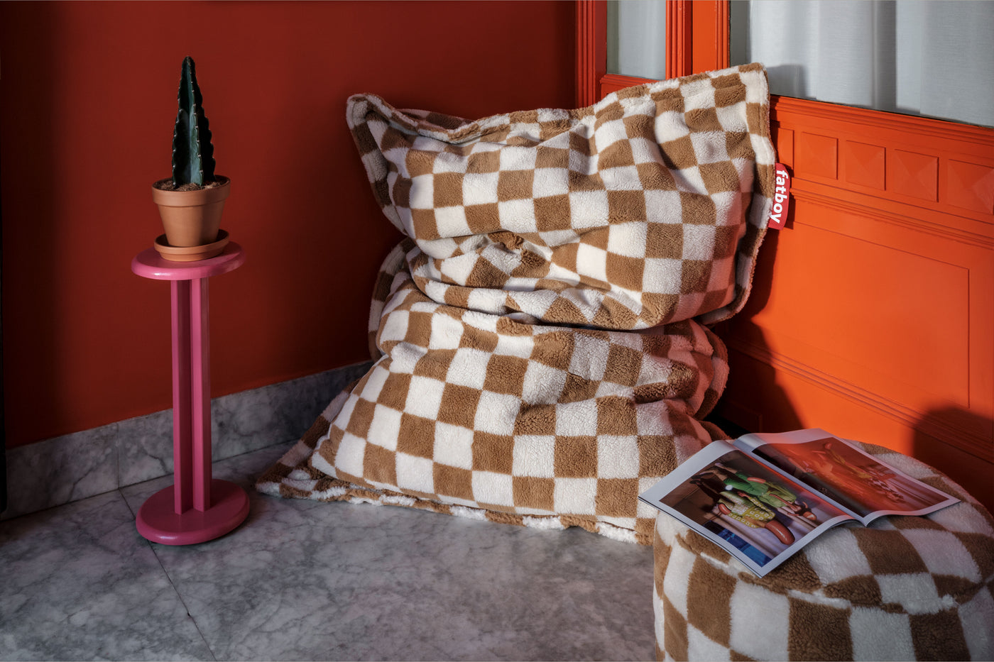 Pouf Point Teddy Chess, Almond Creme